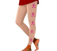 Generisch Leggings sin costuras para mujer con cintura alta para yoga, fitness, entrenamiento, pantalones deportivos transpirables con motivo de conciencia del cáncer de mama, ropa deportiva cómoda de