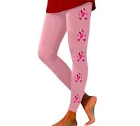 Generisch Leggings sin costuras para mujer con cintura alta para yoga, fitness, entrenamiento, pantalones deportivos transpirables con motivo de conciencia del cáncer de mama, ropa deportiva cómoda de
