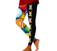 Generisch Leggings térmicos para mujer con estampado de huevo de conejo de Pascua siempre son más delgados, Negro , L