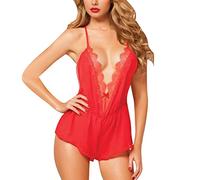 Generisch Lencería Mujer Sexo Lencería Lencería Lencería Sexy Mujeres Ropa Interior Malla Color Puro Mono Grande, rojo, L