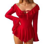 Generisch Lencería para mujer, ropa interior sexual sexy, lencería sexy para mujer, vestido de malla transparente, una palabra, hombro, ropa interior pura, RD2., XL