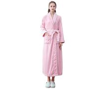 Generisch Lencería V Cuello Mujeres Invierno Franela Engrosada Felpa Pareja Albornoz Tamaño Extendido Coral Terciopelo Camisón Pijamas Pijama Seda Conjunto De Señoras, Rosa intenso., M