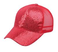 Generisch Lentejuelas Cola De Caballo Mujeres Desordenado Sombrero Snapback Gorros Brillante Gorra Penitencia Sombreros Señoras Con (Rojo, 54)
