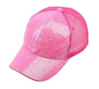 Generisch Lentejuelas Cola De Caballo Mujeres Sombrero Snapback Desordenado Gorros Brillante Gorra Penitencia Sombreros Mujer Con (Rosa Caliente, 58)