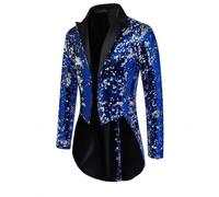 Generisch Lentejuelas Frack Hombre Fiesta Blazer Nochevieja Brillante Chaqueta de Traje Dorado Brillo Smoking Elegante Satingface Trajes Flores Muste Steampunk Falda Medieval Gótica