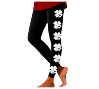 Generisch Leotardos de cintura alta para mujer, con texto en inglés "St Patricks Day" para mujer, para entrenamiento de levantamiento de caderas, pantalones de yoga, Negro , L