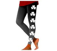 Generisch Leotardos de cintura alta para mujer, con texto en inglés "St Patricks Day" para mujer, para entrenamiento de levantamiento de caderas, pantalones de yoga, gris, L