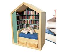Generisch Librería en miniatura antiestrés - Madera 24 x 17 x 9,7 cm | Mini estantería construible | Puzle creativo para decoración de habitación infantil y salón