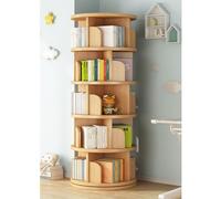 Generisch Librería giratoria 360°, estantería moderna de acrílico, estantería de esquina multifuncional para oficina, salón, estudio, dormitorio, diseño de 3/4/5/6 niveles, color natural