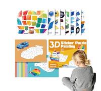 Generisch Libri Di Adesivi Per Bambini - Mosaico Geometrico 3D Arte Con Numeri | Libro Calmo Concentrazione | Gioco Educativo Viaggio Aereo Coche | Regalo Natale Compleanno Bambina Bambino