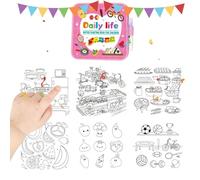 Generisch Libro de acuarela mágico para niños - Libro de acuarela reutilizable con bolígrafo mágico - Kit de pintura para niños pequeños - Ideal para viajes, coche y viajes - sin manchas y educativo