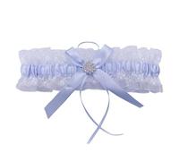 Generisch Liga nupcial de encaje con diamantes de imitación para las piernas elegantes para mujer accesorios de moda, azul claro, Talla única