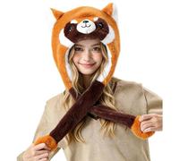 Generisch Lindo gorro con forma de animal, 54 cm, gorro de peluche de invierno adorable, disponible en versiones largas y cortas con orejas movibles/inmóviles, a