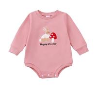 Generisch Lindo pelele de manga larga con bordado de conejo para bebés y niñas, ropa de juego suave, ideal para el día a día, tiempo libre (12-18 meses)