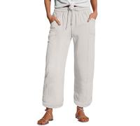 Generisch Linen Pants Women's Summer Nine Quarter Muslim Lightweight with Pocket Casual Elastic and Comfortable Fabric Sports Leisure Beach Christmas Hose Damen, beige, 3XL