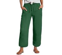 Generisch Linen Pants Women's Summer Nine Quarter Muslim Lightweight with Pocket Casual Elastic and Comfortable Fabric Sports Leisure Beach Christmas Hose Damen, verde, 5XL