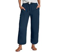 Generisch Linen Pants Women's Summer Nine Quarter Muslim Lightweight with Pocket Casual Elastic and Comfortable Fabric Sports Leisure Beach Christmas Hose Damen, marine, 5XL