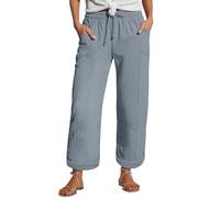 Generisch Linen Pants Women's Summer Nine Quarter Muslim Lightweight with Pocket Casual Elastic and Comfortable Fabric Sports Leisure Beach Christmas Hose Damen, gris, L