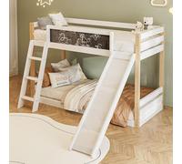 Generisch Litera infantil con tobogán y escaleras | Estructura de madera estable con certificación 747 | Rejilla protectora de 4 lados para colchones de 90 x 200/190 cm | ahorro de espacio para juegos