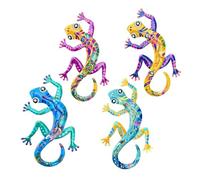 Generisch Lizard Wall Art, Art Outdoor 4 Pieces Gecko Garden Sculptures Crawling Colorful Home Decoration for Indoor & Backyard, Metal Animal Wall Decor for Patio, 35.5 x 2.89 Pulgadas