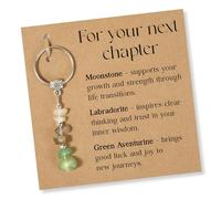 Generisch Llavero de cristal, llavero de piedras preciosas, regalo para mujeres con tarjeta, amuleto de la suerte, regalo de despedida, como regalo para novia o colega y un nuevo comienzo