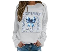 Generisch Llevamos azul en el mes de la prevención, sudadera de suéter estampado de conciencia, sin sudadera con capucha, Gris claro., XL