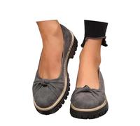 Generisch Loafer - Zapatillas de senderismo para mujer, con plataforma de ante, suela antideslizante, cómodas y elegantes, modernas, para el tiempo libre, zapatillas de deporte y correr, gris, 38 EU