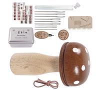 Generisch Loom Kit - Darning Mushroom with Needle Storage Box | Wooden Mending Tool for Socks, Clothes & Embroidery, DIY Sewing Kit for Beginners & Adults, 1 Piece, Red