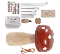 Generisch Loom Kit - Darning Mushroom with Needle Storage Box | Wooden Mending Tool for Socks, Clothes & Embroidery, DIY Sewing Kit for Beginners & Adults, 1 Piece, Red