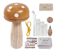 Generisch Loom Kit - Darning Mushroom with Needle Storage Box | Wooden Mending Tool for Socks, Clothes & Embroidery, DIY Sewing Kit for Beginners & Adults, 1 Piece, Red