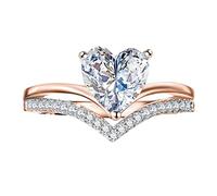 Generisch Los anillos Audiolibro Inglés Anillo de Amor Elegante Geometría Anillo de Diamante Completo Anillos para Mujeres Tamaño 5 11 Anillos Rústicos, 9, Metal