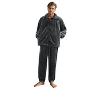 Generisch Los pijamas de felpa para hombres se pueden usar en invierno con bolsillos cálidos, gris, XXL
