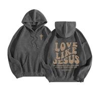 Generisch Love Like Jesus Hoodie Herren Oversize Brief Druck Kapuzepullover Sweatjacke Männer Winddicht Kapuzenjacke Hip Hop Y2K Freizeitjacke Longpullover Outdoorjacke Freizeitjacke Halloween Kostüm