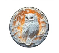 Generisch Luna Búho 3D Puzle de pájaro, modelo de madera artístico, desafío único para la decoración (blanco, 28)