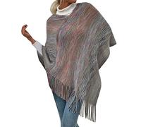 Generisch Maceta de plástico suéter con flecos bufanda suéter capa capa martillo plata, gris, L