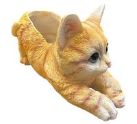 Generisch Maceta para gatos para decoración de plantas | Linda maceta de resina para escritorio, interior, exterior, jardín, estantería, entrada, salón, oficina, alféizar de ventana,