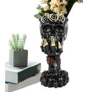 Generisch Macetas de cráneo, decoración de jardín temática de terror, no digas que no leas figuras | Macetas de cráneo de mesa para interiores y exteriores, plantadores de Halloween para acentos