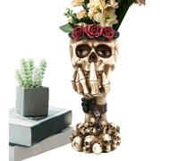 Generisch Macetas de cráneo, decoración de jardín temática de terror, no digas que no leas figuras | Macetas de cráneo de mesa para interiores y exteriores, plantadores de Halloween para acentos