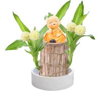 Generisch Madera de la suerte brasileña de 10 cm, árbol de la suerte brasileño con figura de meditación, planta hidropónica de madera brasileña, mini plantas de decoración para macetas de escritorio