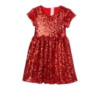 Generisch Mädchen Kleid Baby Kleinkinder Pailletten Kleid Kinder Party Kleid Brautjungfer Hochzeit Kleid (Red, 4Y)