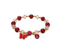 Generisch Männer Schmuck 2024 Imitations-Jade-Schmetterling-Kristallglas-Brazalete Tochter Kinder-Perlenarmband Damen Uhr Silber Lederarmband, A, Resina, No es una piedra preciosa