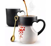 Generisch Magic Heart-Shaped Color Changing Ceramic Mug, Heartshaped Handle, Heat Sensitive Magic Coffee Mug, Romantic Gift for Valentine's Day, Christmas, Mother's Day