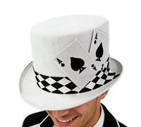 Generisch Magician Costume Hat - Black Felt Top Hat Poker Card Pattern | Novelty Headwear Stage Accessory for Professional Entertainers Theater Teachers Party Planners Halloween Shows School Plays