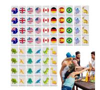 Generisch Mahjong Juego de 65 fichas de Mahjong, bloques de juego con patrón de banderas, juego de mesa familiar, juego de mesa familiar, juego de mesa de picnic