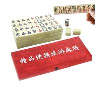 Generisch Mahjong Juego de azulejos de juego para adultos, juego completo portátil para adultos, 144 piezas con 2 platos, 4 estantes incluidos, juego amigable para principiantes, entretenimiento