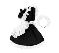 Generisch Maid Outfit für Damen | Damen süße Ausfallene Bekleidene mit Spitze - Maid Cosplay Kostüm für Mädchen und Frauen Festivals Party innen und draußen Schule Zuhause Patif Garten, Negro , XXL