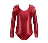 Generisch Maillot de gimnasia de manga larga brillante para danza clásica de ballet y yoga, mono versátil para movimiento escolar, rojo, 4-5 años