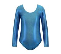 Generisch Maillot de gimnasia de manga larga brillante para danza clásica de ballet y yoga, mono versátil para movimiento escolar, azul celeste, 4-5 años