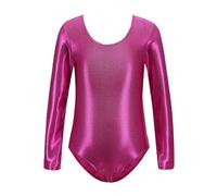 Generisch Maillot de gimnasia de manga larga brillante para danza clásica de ballet y yoga, mono versátil para movimiento escolar, Rosa intenso., 3-4 años