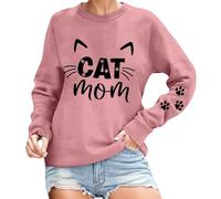 Generisch Mamá Sudaderas "Mamá Life" Cuello Redondo Sudaderas Divertidas Mamá Halloween Esqueleto Gráfico Sudaderas Sudaderas Su, Rosa., L